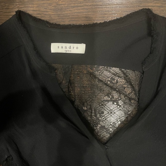 Sandro floral mesh blouse, lace back detailing size 1 - Picture 2 of 4